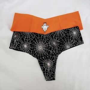 Victoria's Secret PINK 2-Pack NO-SHOW Thong Halloween Ghost Panties (S) NWT!